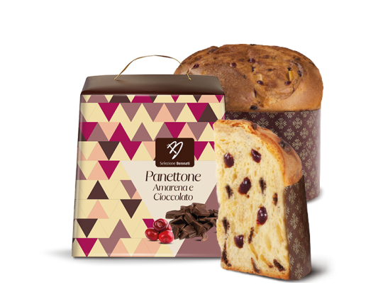 Panettone di pasticceria con amarene e gocce di cioccolato 750g Bennati